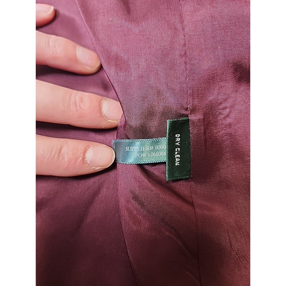 Lauren Ralph Lauren Velvet Velour Blazer Wine Plum Women Size 14 Green Label - Picture 10 of 10